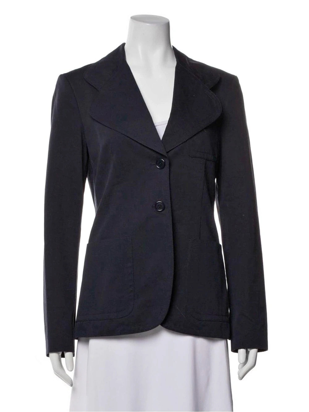 Prada Vintage 2000s Cotton Blazer Jacket Navy Blue IT 42 US 6 M